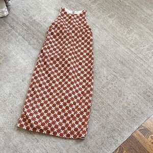 Sezane Rust and White Floral Midi Dress